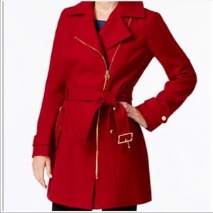 Michael Kors Asymmetrical Coat Red